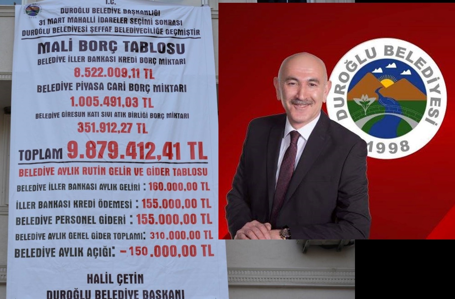 MHP’Lİ BAŞKAN İTTİFAK ORTAĞI AKP’Lİ BAŞKANININ BORÇLARINI PANKARTLA DUYURDU