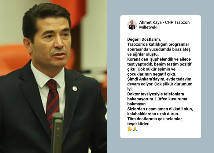 CHP MİLLETVEKİLİNİN TESTİ POZİTİF ÇIKTI