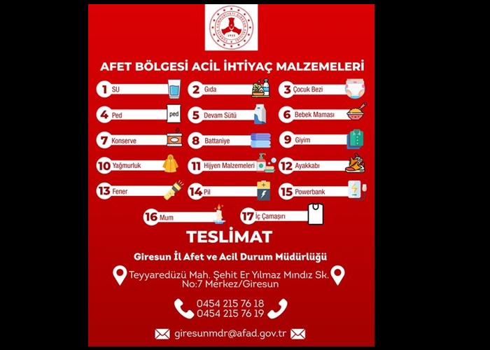 AFETZEDELER GİRESUN’DAN YARDIM BEKLİYOR