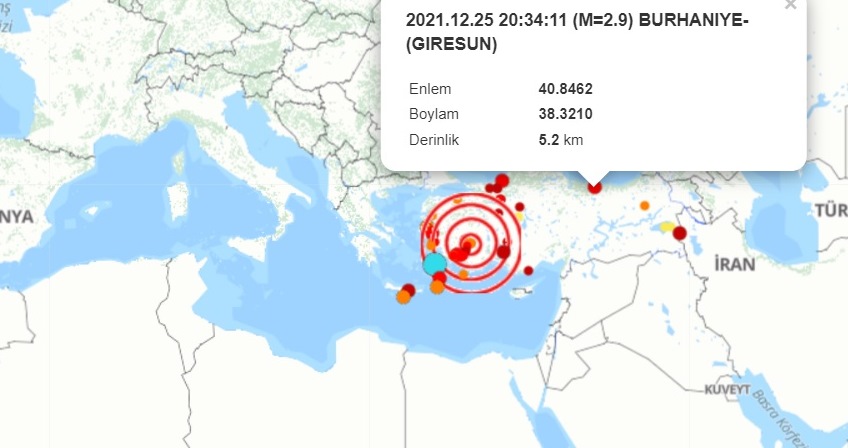 GİRESUN’DA DEPREM KORKUTTU