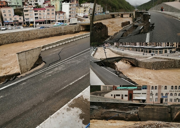 DERELİ’DE AFET KORKUSU…CUMHURBAŞKANI ERDOĞAN’IN AÇILIŞINI YAPTIĞI PROJEDEKİ YOL ÇÖKTÜ