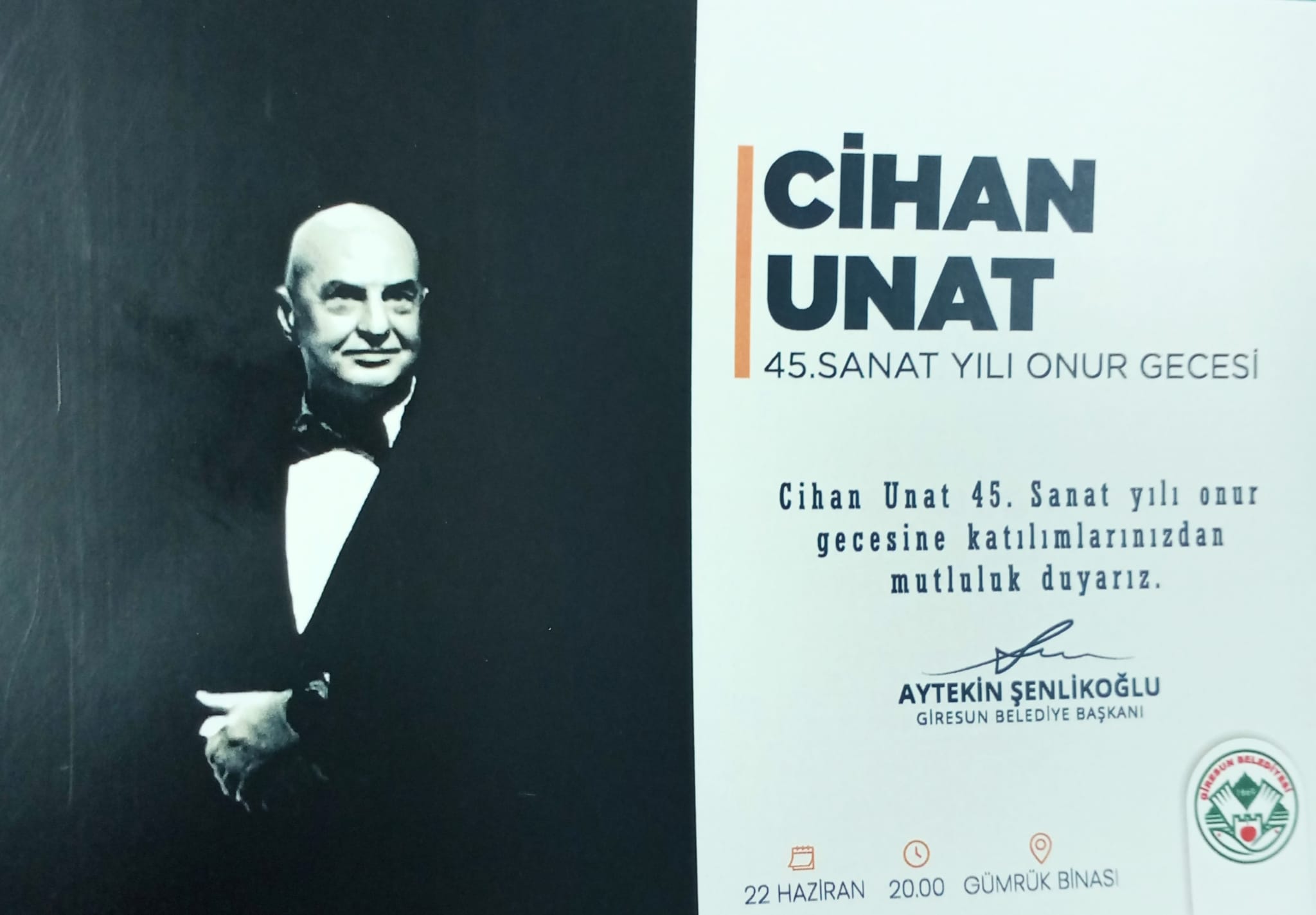 CİHAN UNAT,45.SANAT YILINI KUTLUYOR