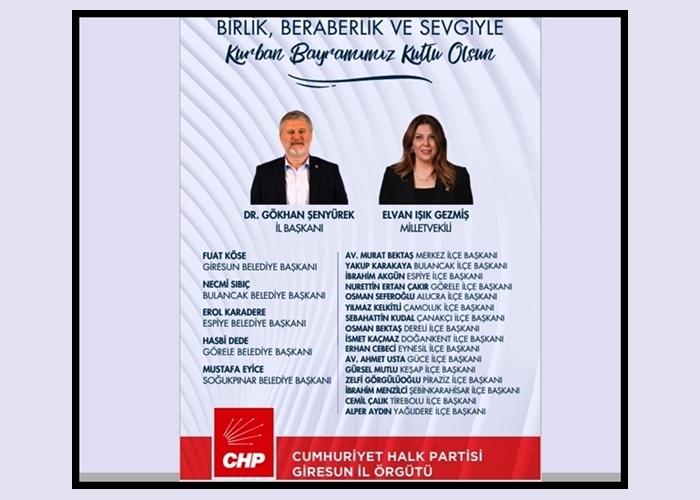 CHP İL BAŞKANLIĞI BAYRAM MESAJI