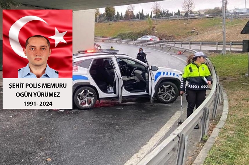 Şehit polis için tören